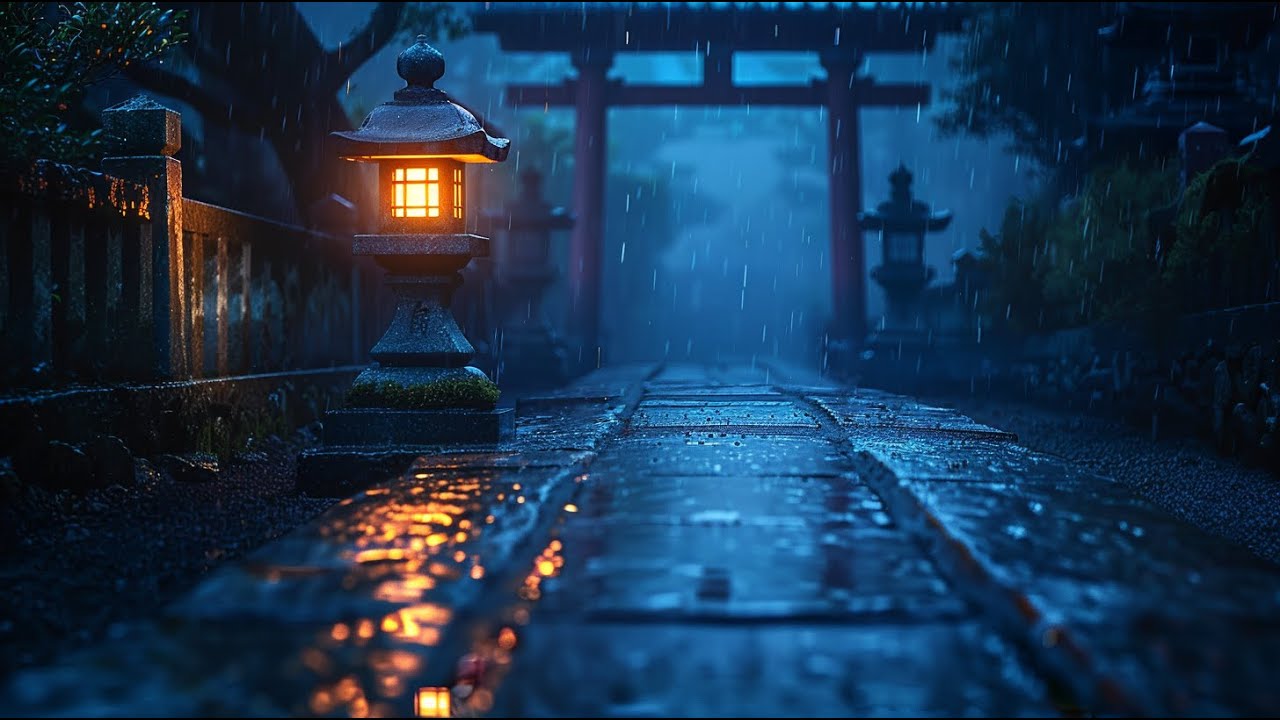 Japanese Zen Night Lofi – Quiet Temple Calm for Stress Relief & Sleep