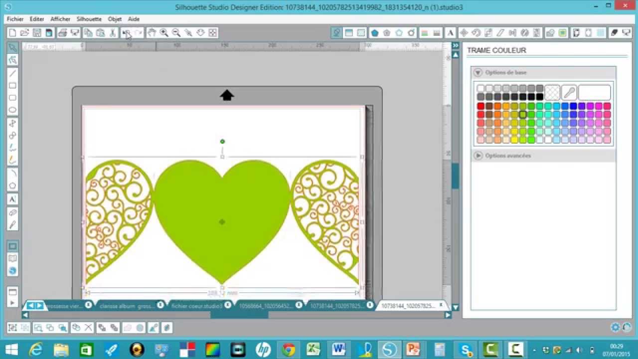 tuto créer une carte en forme de coeur avec silhouette cameo