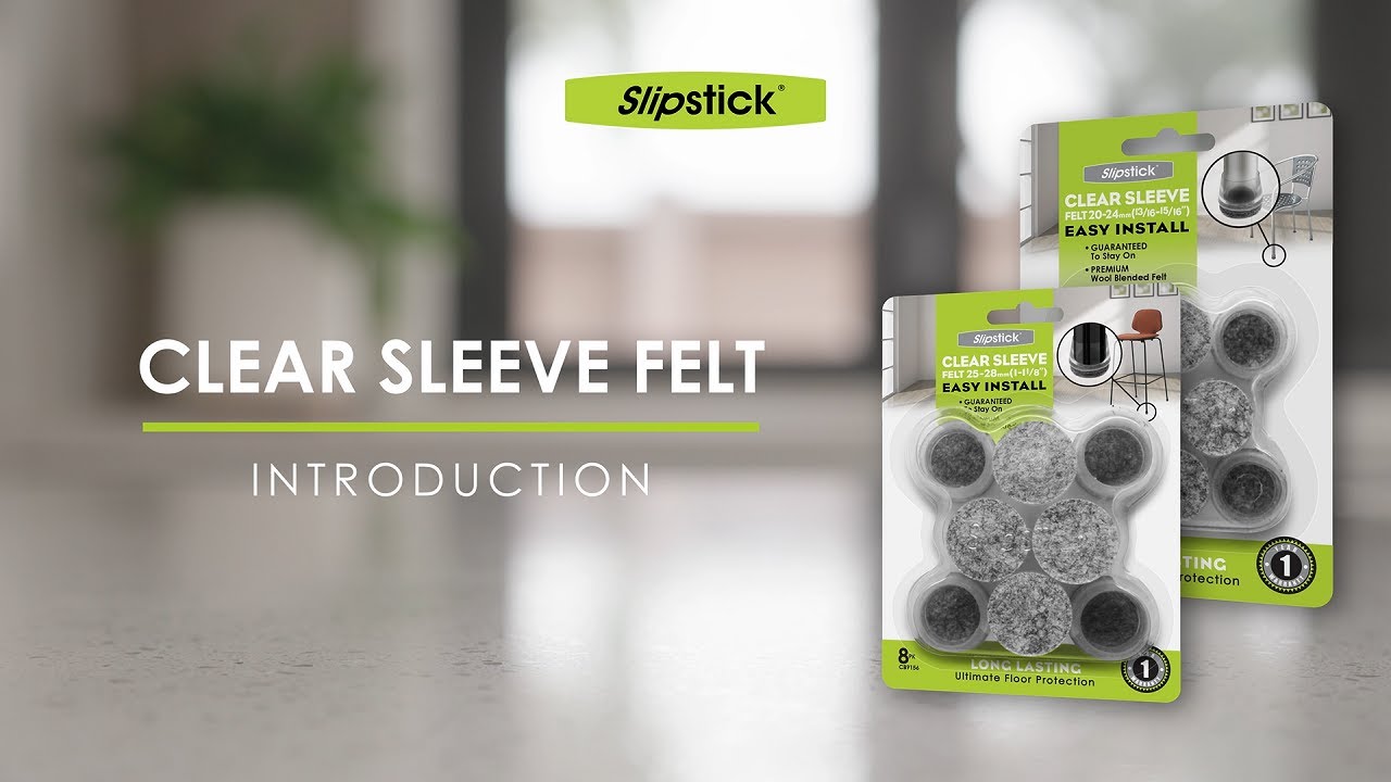 PERFECT FLOOR PROTECTORS FOR FURNITURE LEGS THAT STAY ON: Clear Sleeve &frac14;&rdquo; (6mm) thick Felt 16-35mm