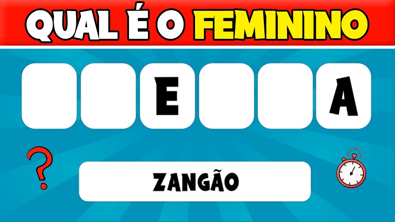👩 Adivinhe o FEMININO da PALAVRA! Desafio dos GÊNEROS! ♀️ #quiz #diadamulher