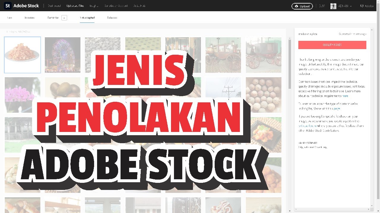 Beberapa Penolakan Adobe Stock Contributor Beserta Solusi