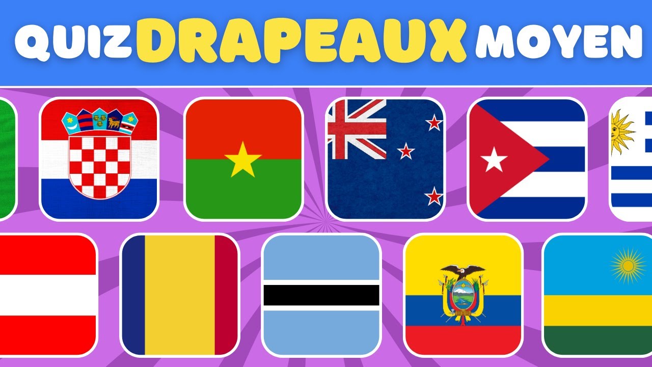 Devine 60 DRAPEAUX difficulté MOYENNE | QUIZ DRAPEAUX 🌍🚩