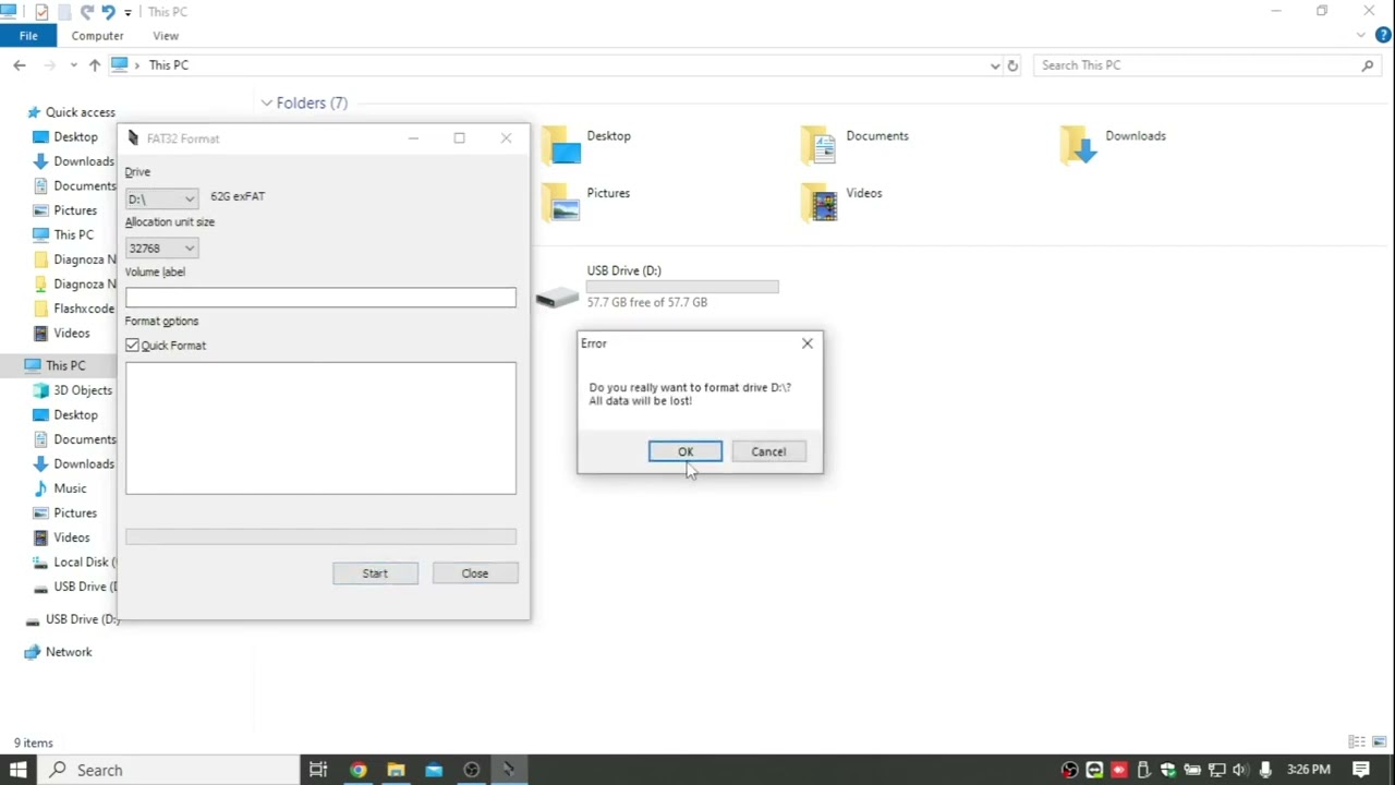 How to FAT32 format a 64 Gb Usb stick using FAT32 Formater (free and no registration required)