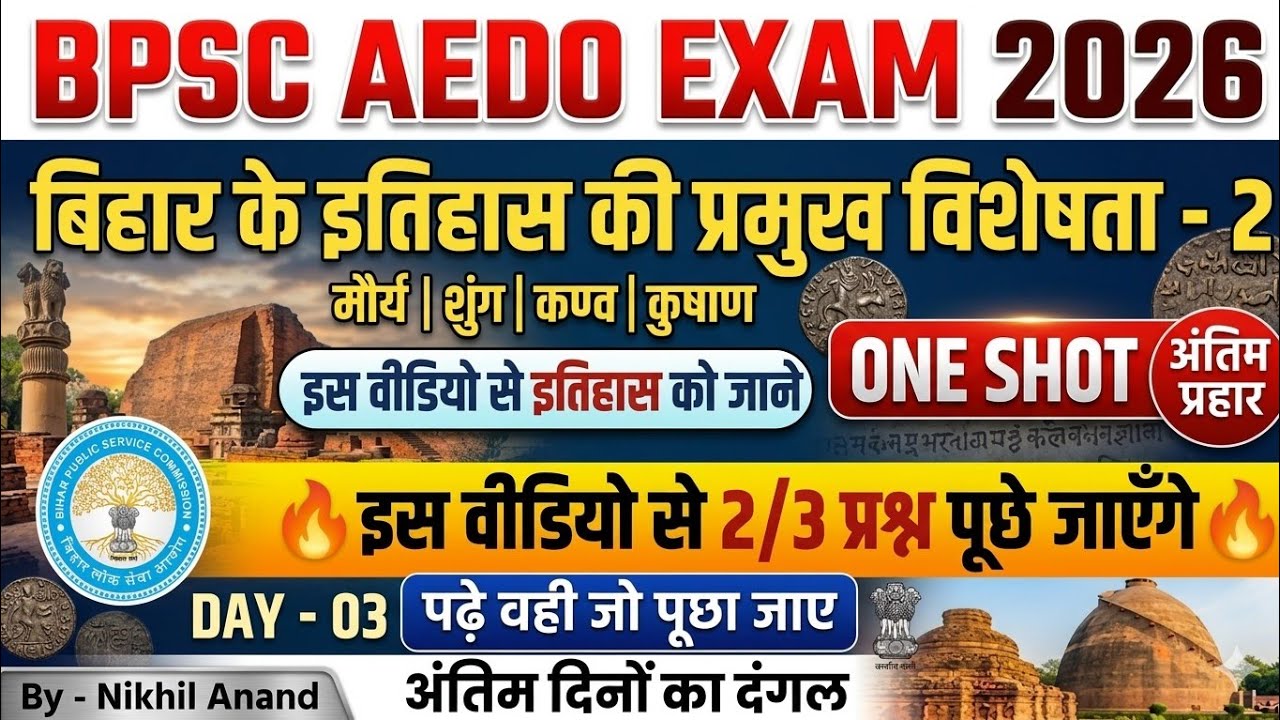BPSC AEDO EXAM 2026 | बिहार के इतिहास की प्रमुख विशेषता| Bihar Special | Day - 3 | 2 प्रश्न पक्के🔥