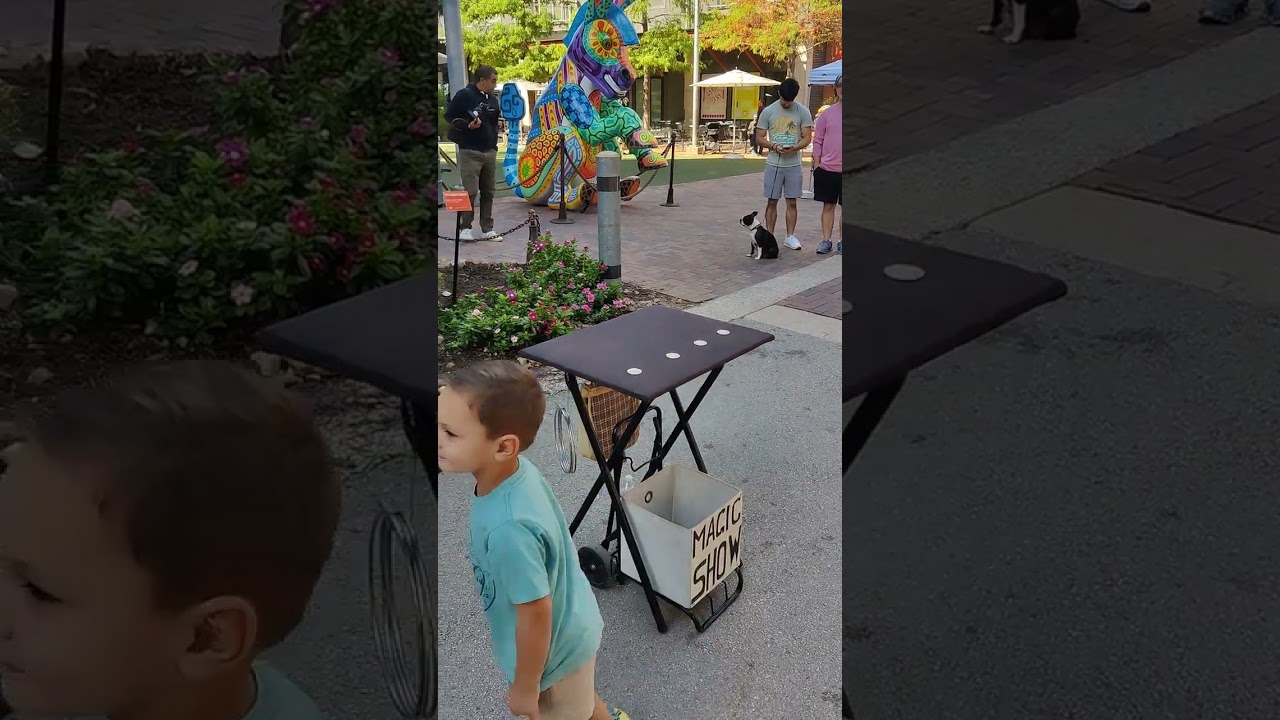 San Antonio magic show street performer busker. Jimmy Talksalot at The Pearl