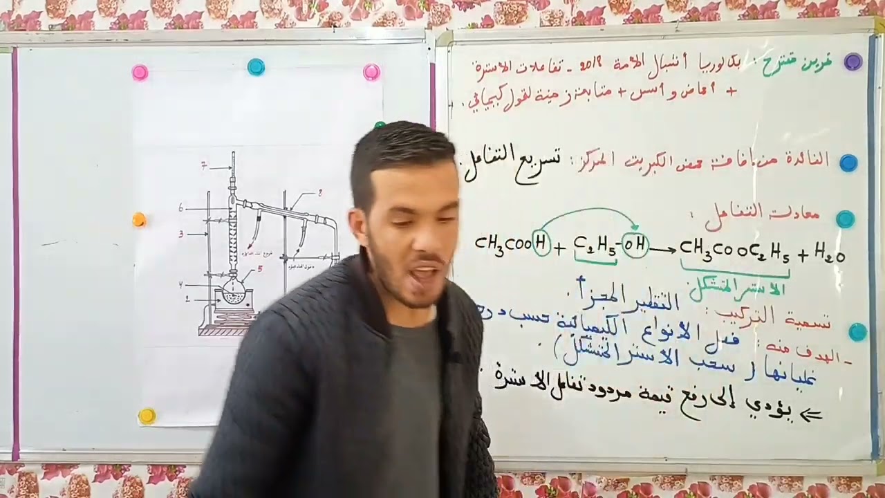 تمرين دمج بين : تفاعلات الأسترة + متابعة زمنية لتحول كيميائي - بكالوريا تجريبي أشبال الأمة 2018