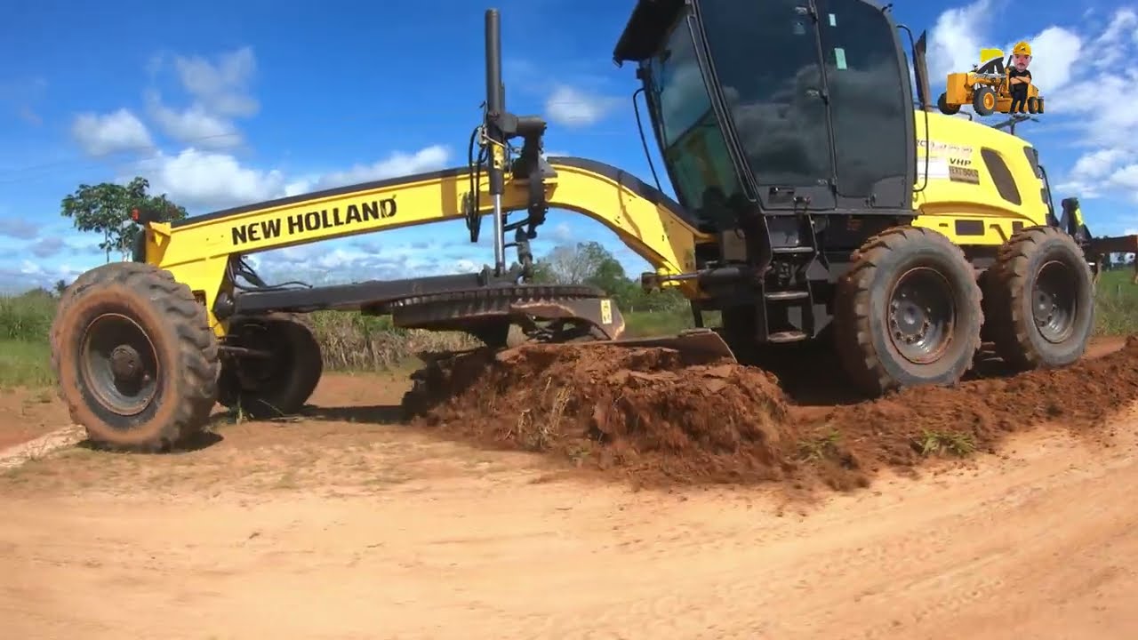 MOTONIVELADORA NEWHOLLAND RG140B E XCMG 1803BR TRABALHANDO