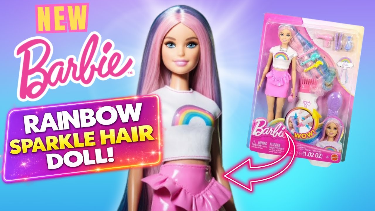 Barbie Rainbow Sparkle Hair Doll 2026! Unboxing + Review 🌈💖