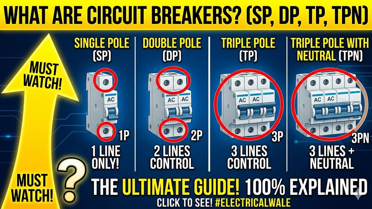 what is SP DP TP TPN IN Circuit Breaker? // KYA HOTA HE SPN,TPN,DP #electricalwale