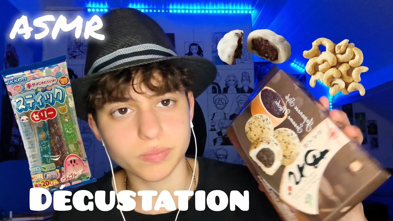 ASMR | DÉGUSTATION 🍡🥜 ( mochi, jelly straws, noix de cajou) & bruit de bouche 