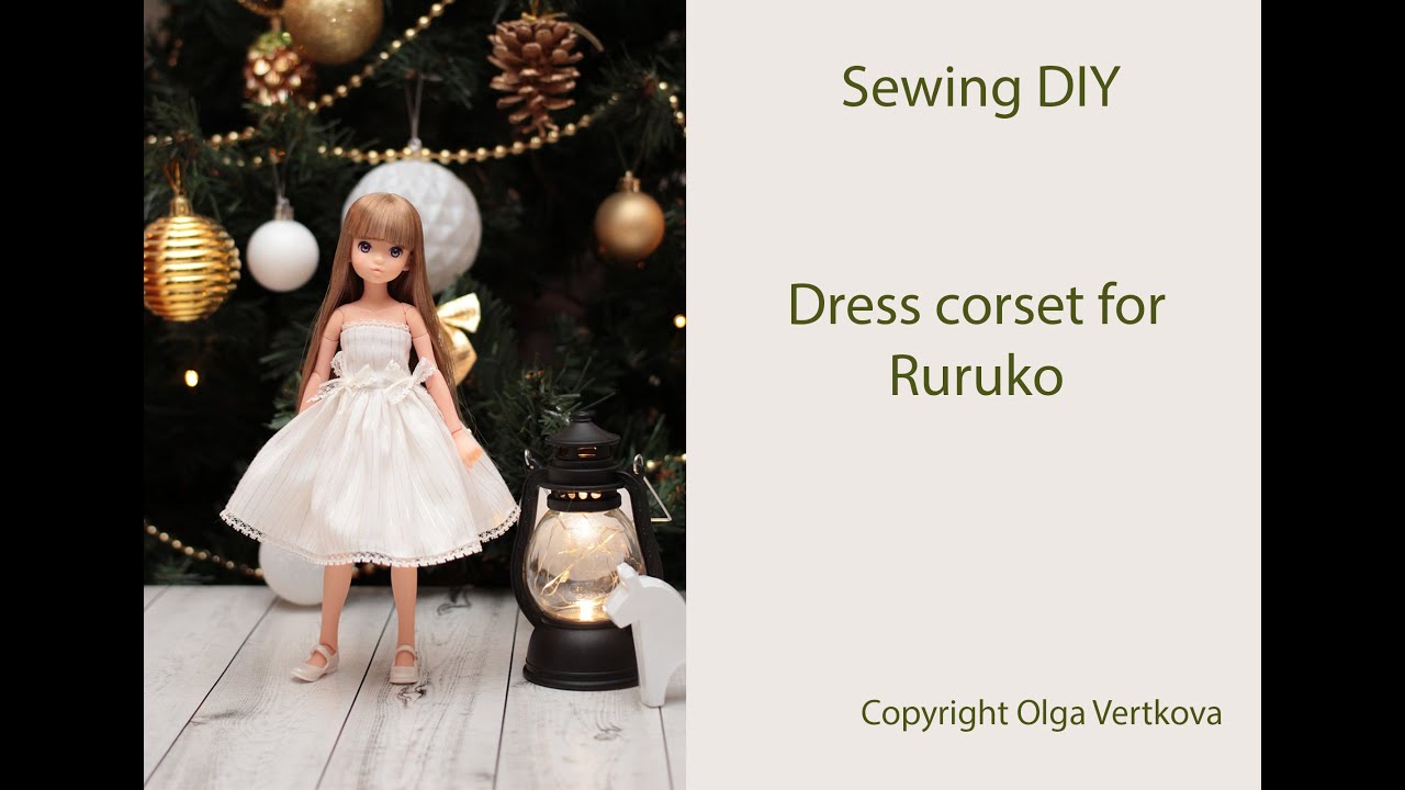 DIY Lace dress corset for Ruruko dolls.  Кружевное платье корсет для кукол Руруко