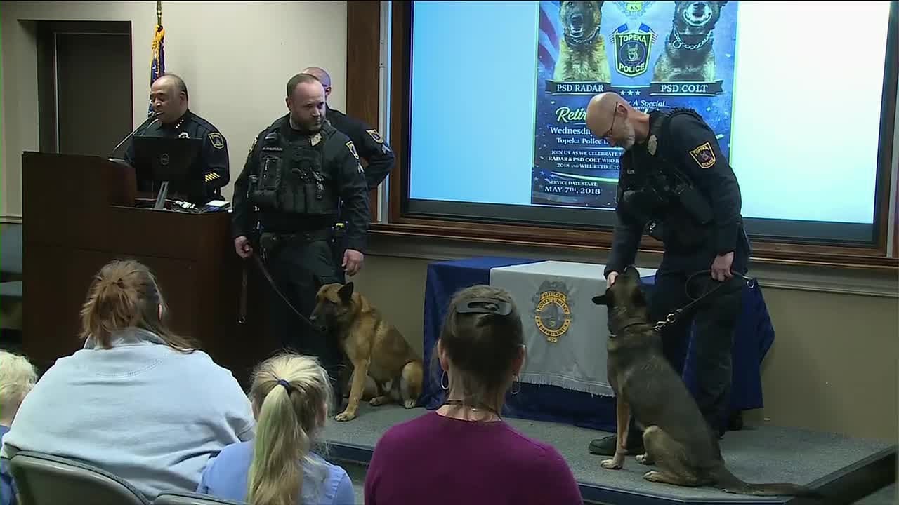 Topeka Police Department celebrates retirement of two K9 officers