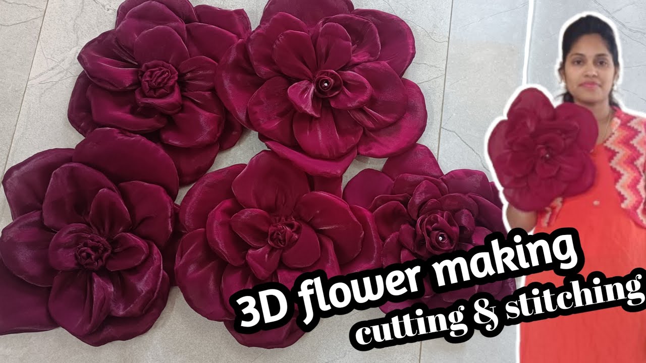 3D fabric flowers cutting and stitching |DIY FABRIC flower | How to make handmade fabric flowers