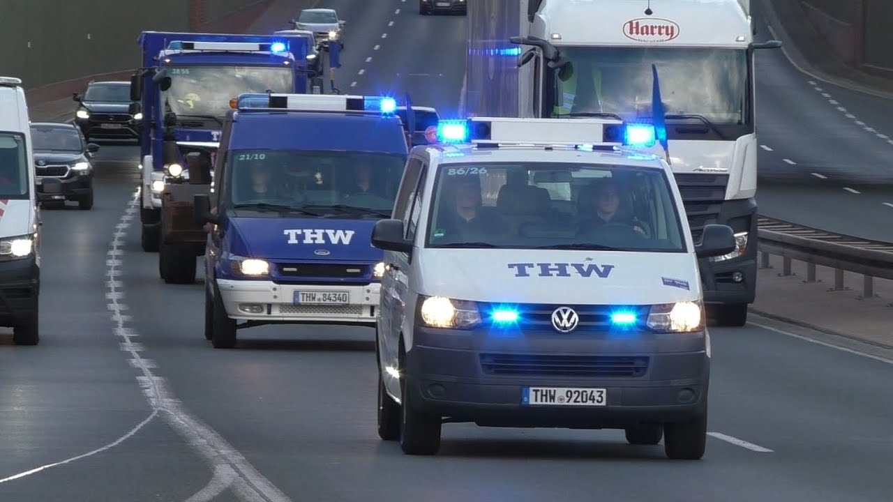 [THW RONNENBERG] Kolonne vom THW Ronnenberg auf Einsatzfahrt in Hannover 