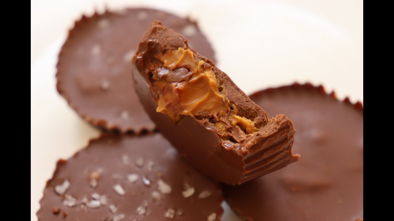 حلوي شيكولاته بزبدة الفول السوداني اللذيذة الصحية بمكونين فقط / Healthy Chocolate Peanut butter cups
