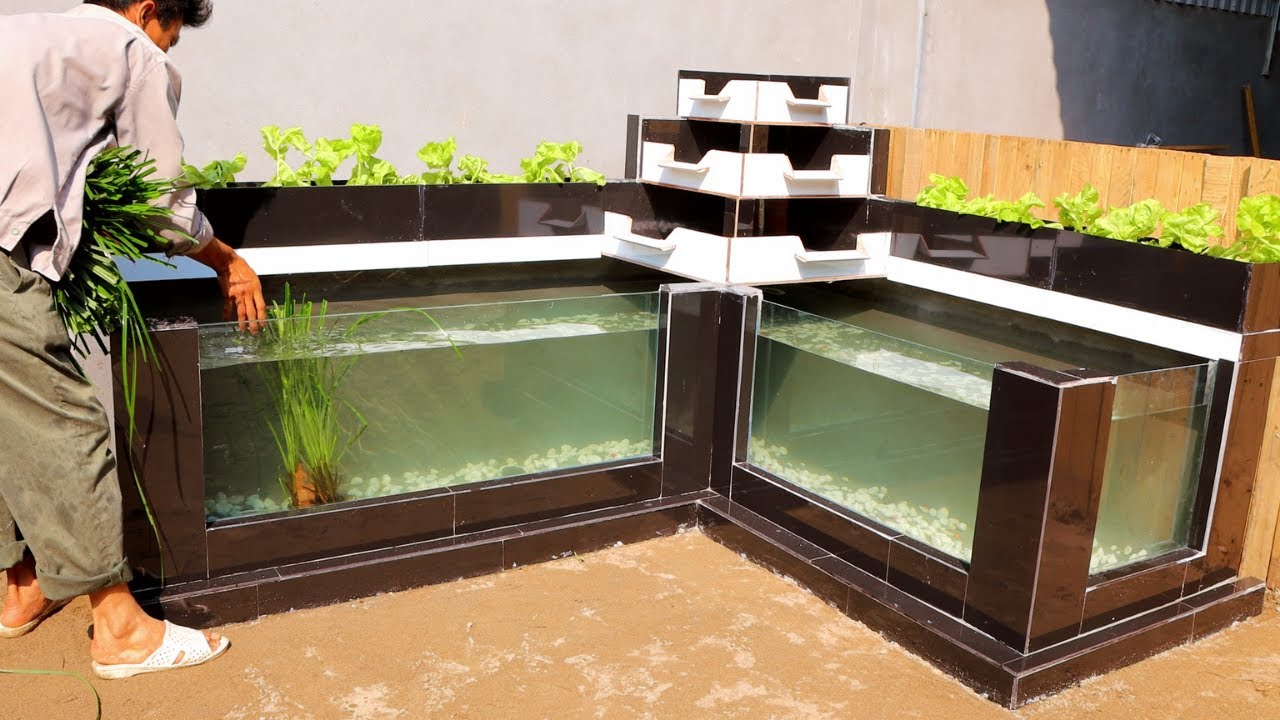 💚DIY - GARDEN DECOR / Decorate a simple garden corner into an aquarium with quiet three-tier filter