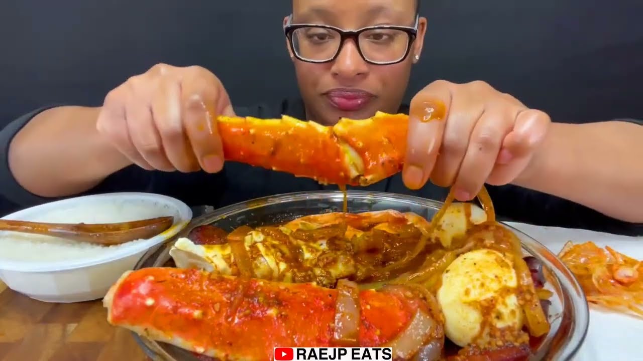 ASMR MUKBANG SEAFOOD BOIL KING CRAB LEGS SHRIMP EGGS BLOVES SAUCE MUKBANG ASMR 먹방 REAL EATING SOUND