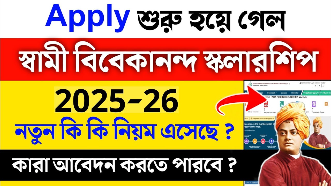 Swami Vivekananda Scholarship 2025 Apply | SVMCM Scholarship 2025-26 apply process