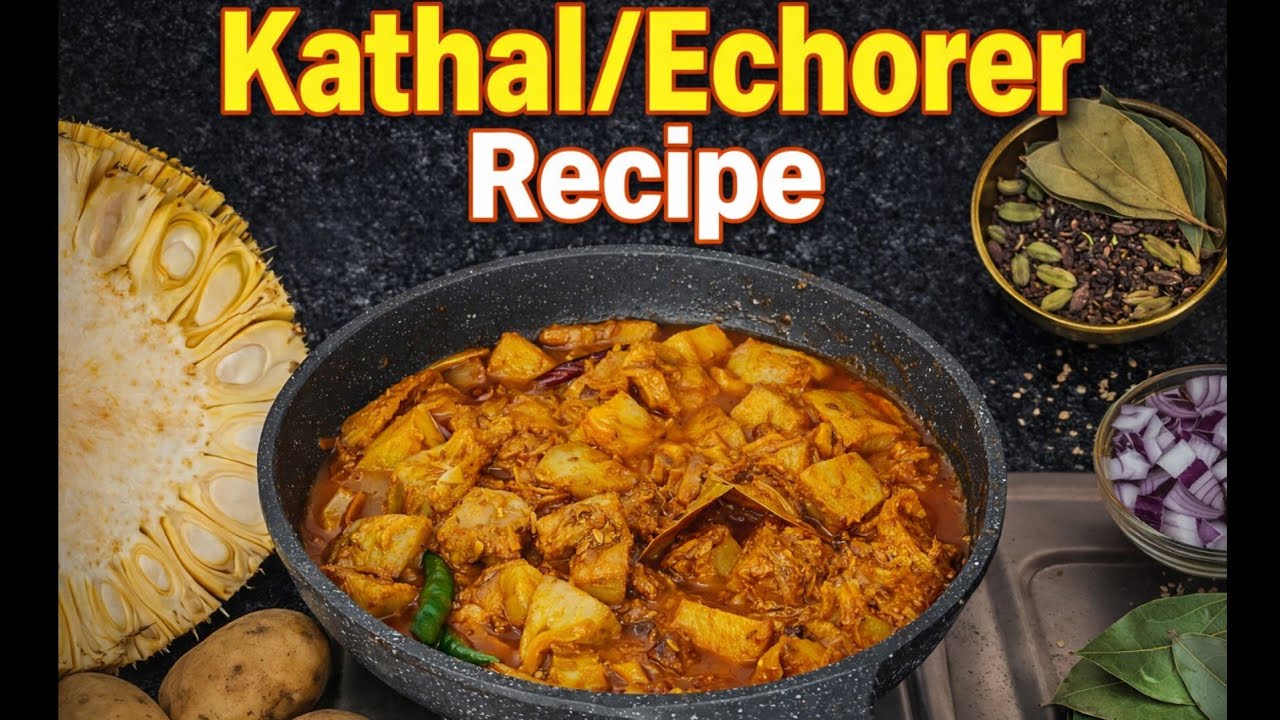 Echor/Kathal er Tarkari Alu Diye| Very Tasty Kathal/Jackfruit Curry| সহজ ইচড়ের তরকারী।