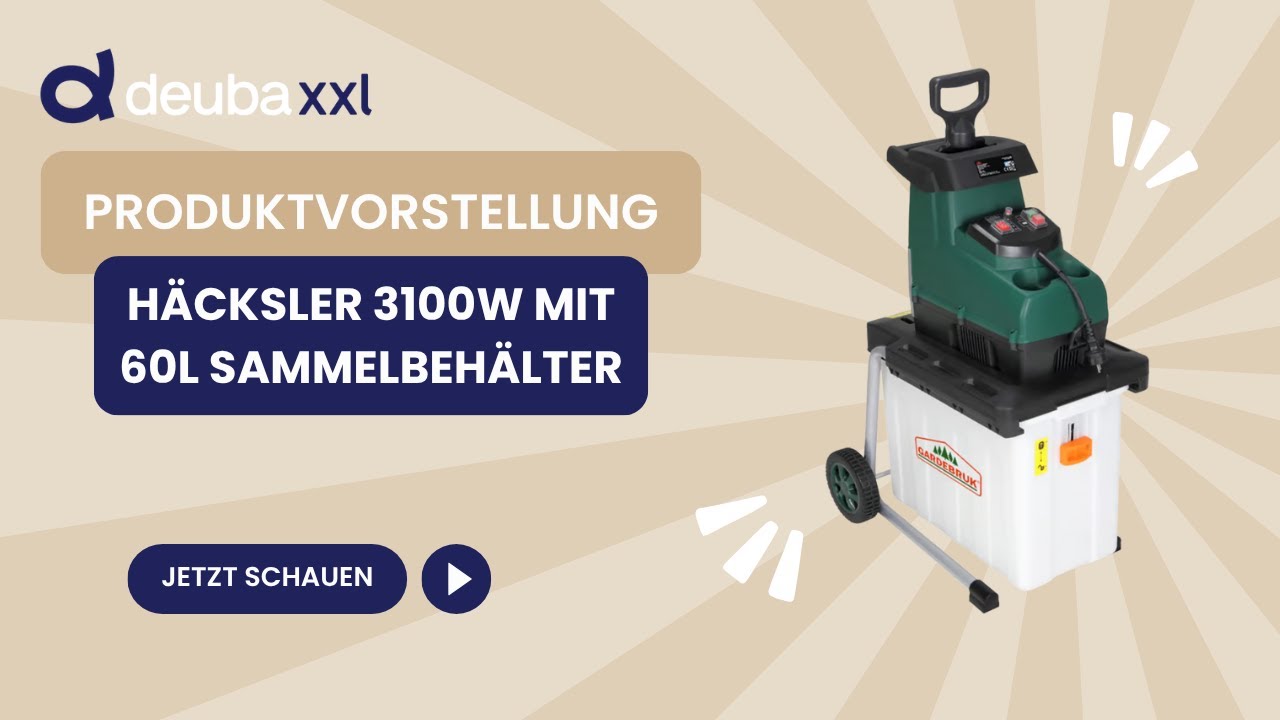 GARDEBRUK&reg; H&auml;cksler 3100W mit Sammelbeh&auml;lter 60L max 92dB