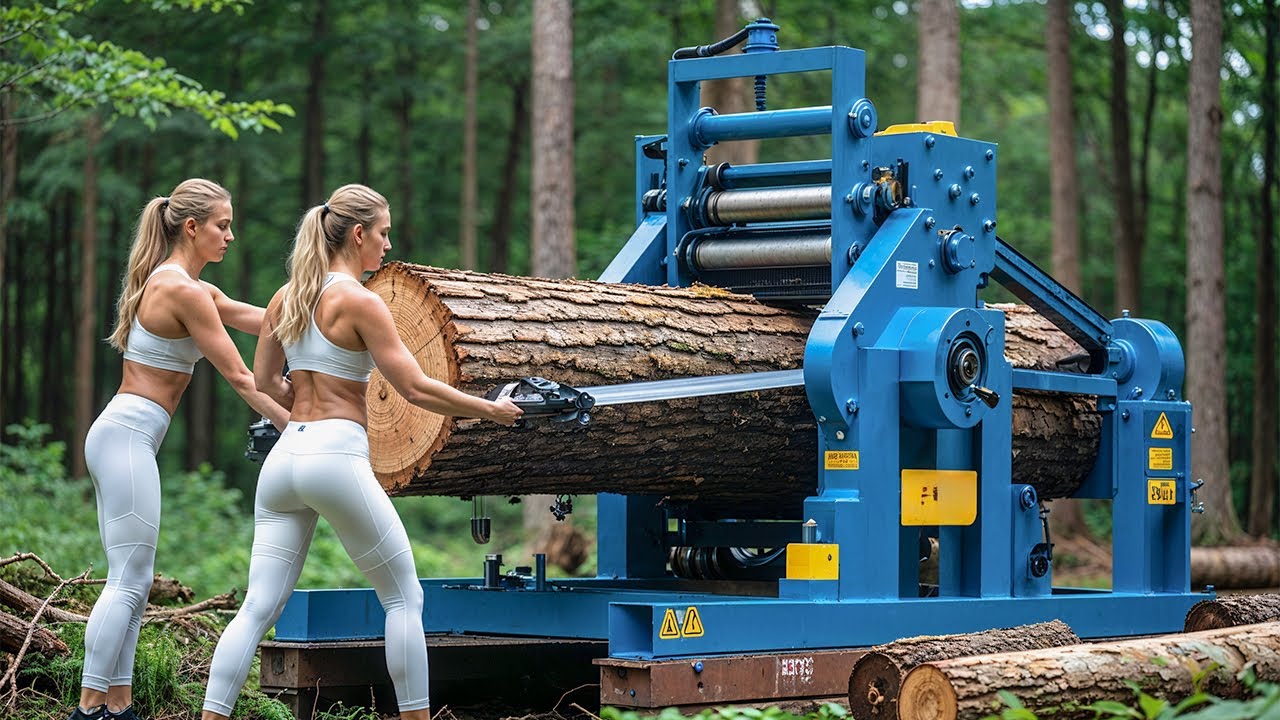 Fastest Automatic Firewood Processing Machine | Dangerous Big Chainsaw Cutting Tree machines #2