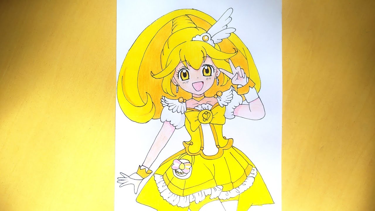 رسم انمي ||رسم غليتر الصفراء بالخطوات مع طريقة التلوين وبطريقة سهلة جدا 🥰🥰🥰