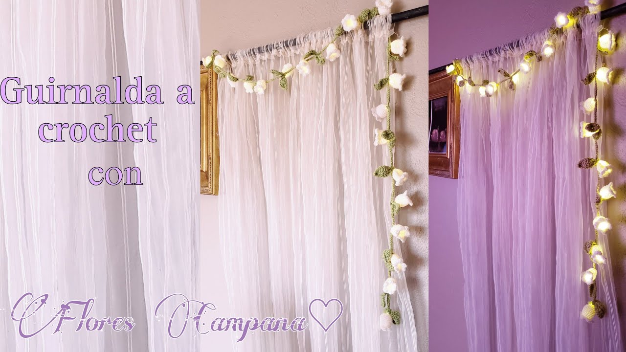 Guirnalda de Flores Campana🔔 Con Luz💡 CROCHET  Diy