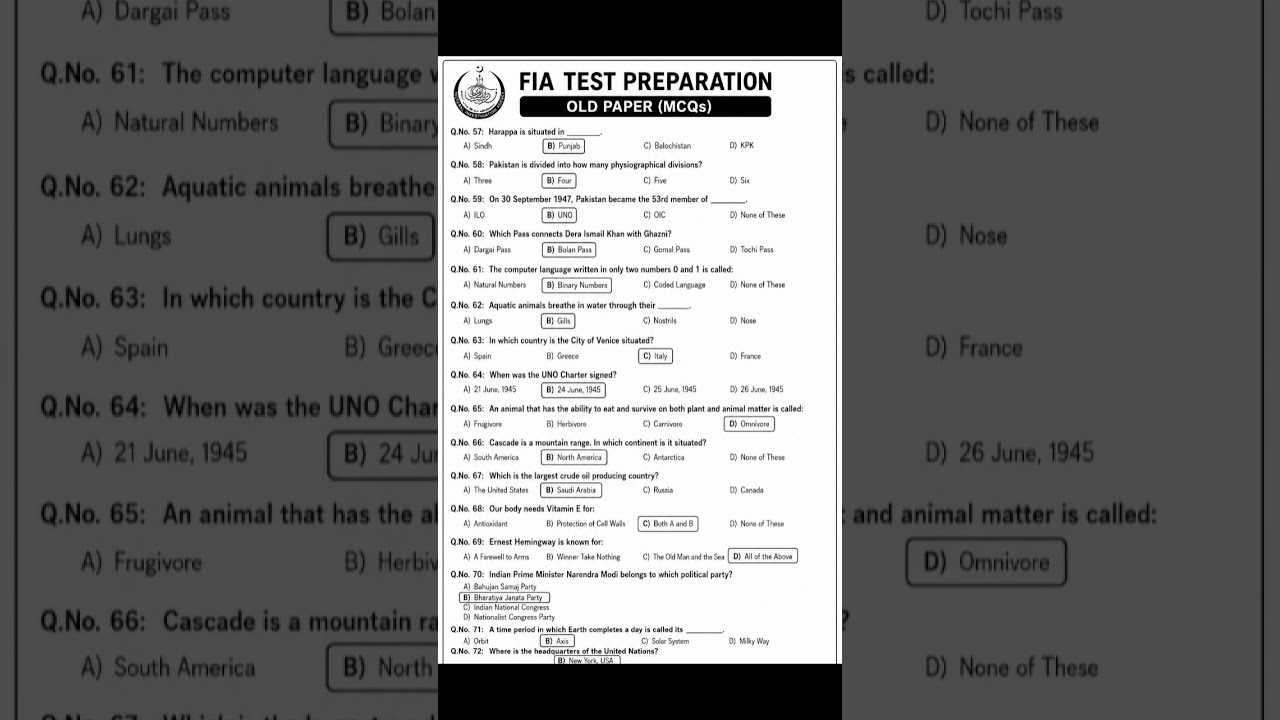 FiA Jobs 2026 test preparation ||  new syllabus fast track session | Lecture 01