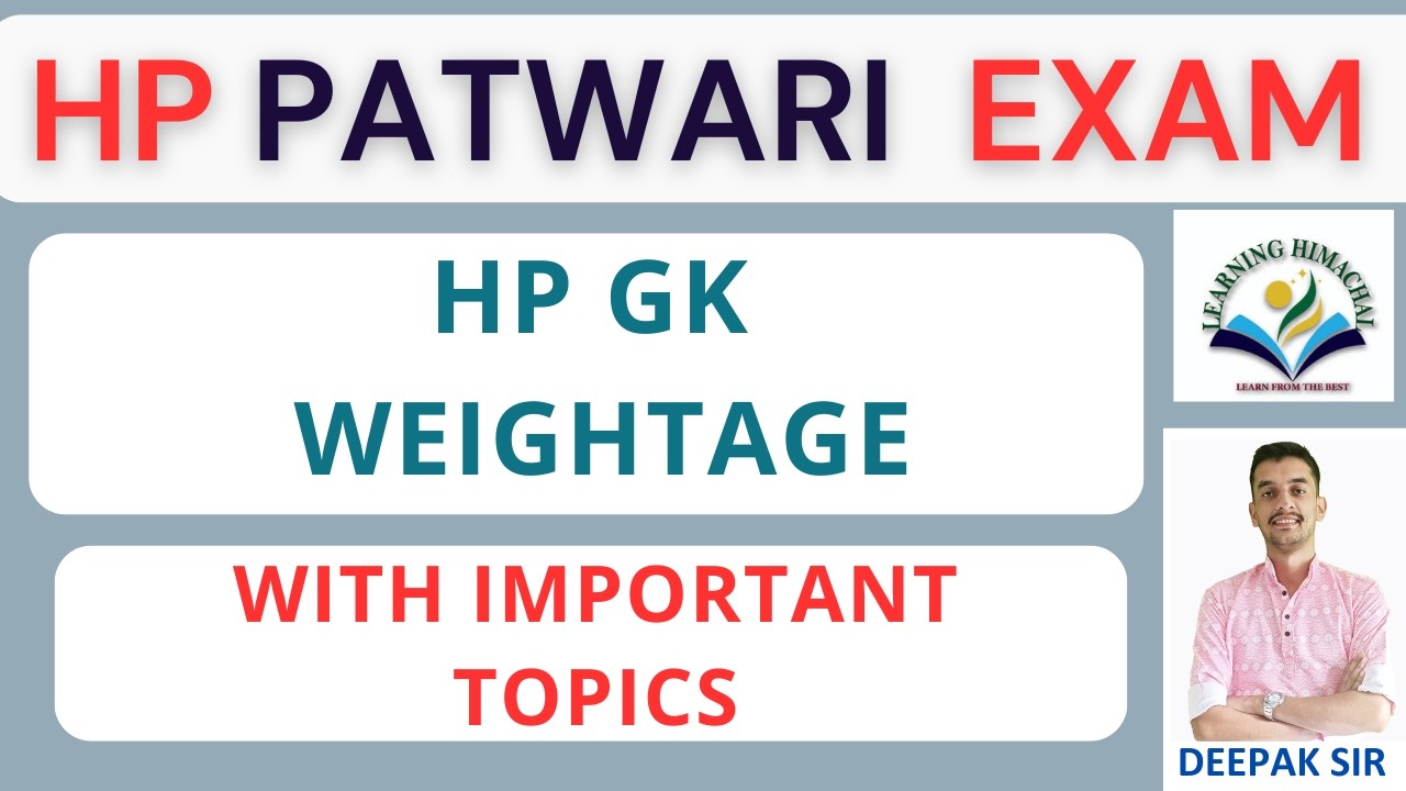HP Patwari Exam 2026| HP GK Weightage | Important Topics to be covered | #hppatwari