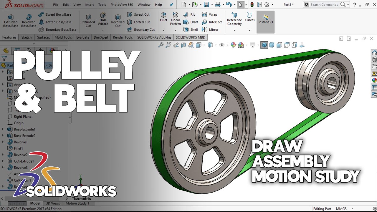 Cara Menggambar dan Assembly Pulley dan Belt - Tutorial SolidWorks Pemula