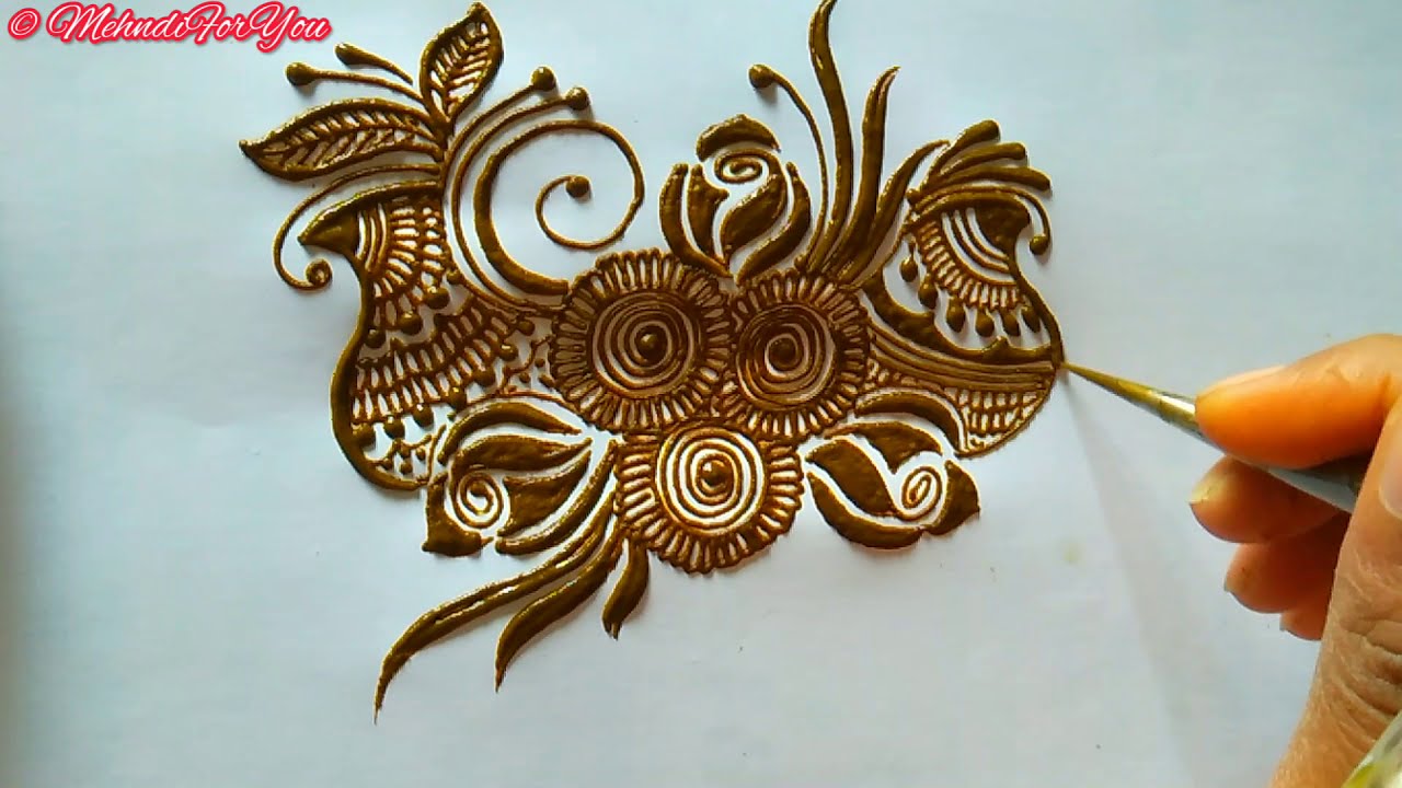 Beautiful Mehndi design motif || step by step bridal mehndi design motif