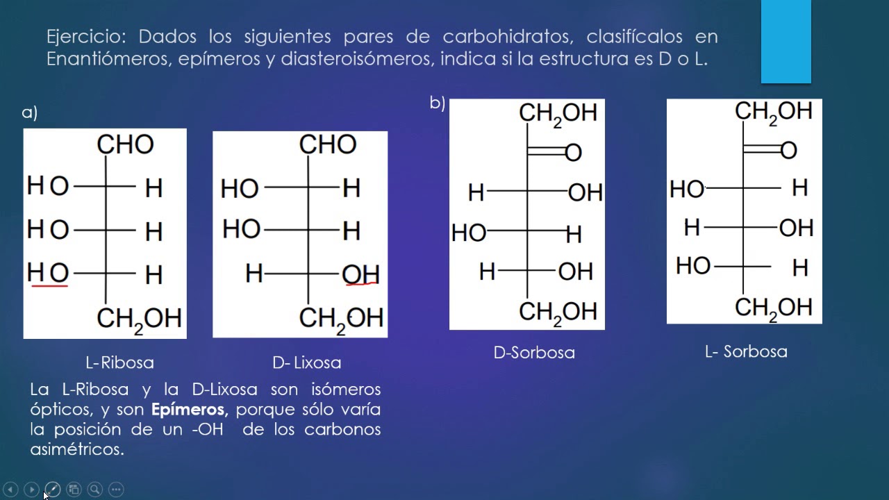 Carbohidratos: Ejercicio Diferencias entre Enantiómeros, Epímeros y Diasteroisómeros