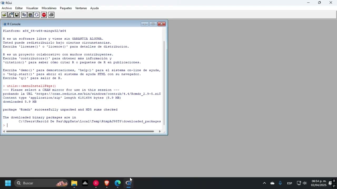 Guía de Instalación de R y RCommander