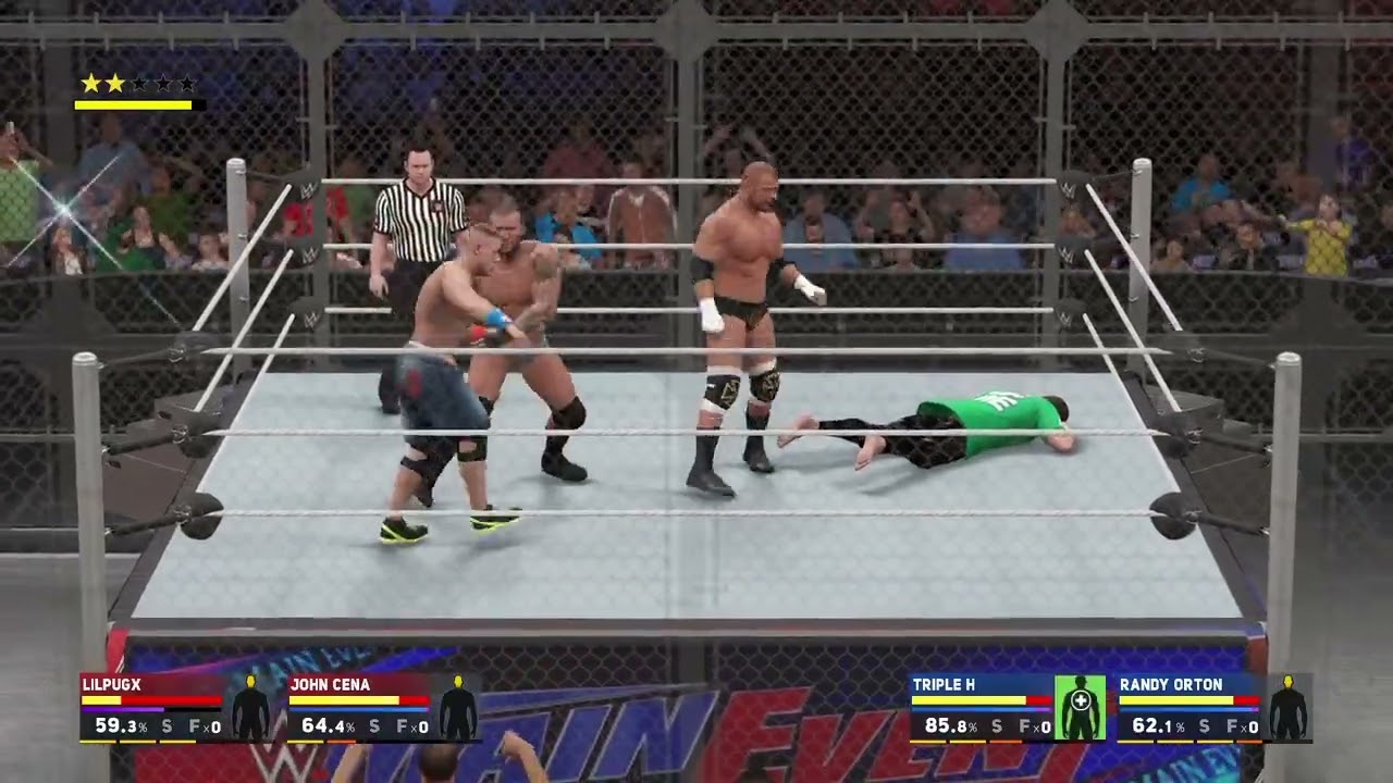 Lilpugx and john Cena vs triple h and randy Orton wwe2k17