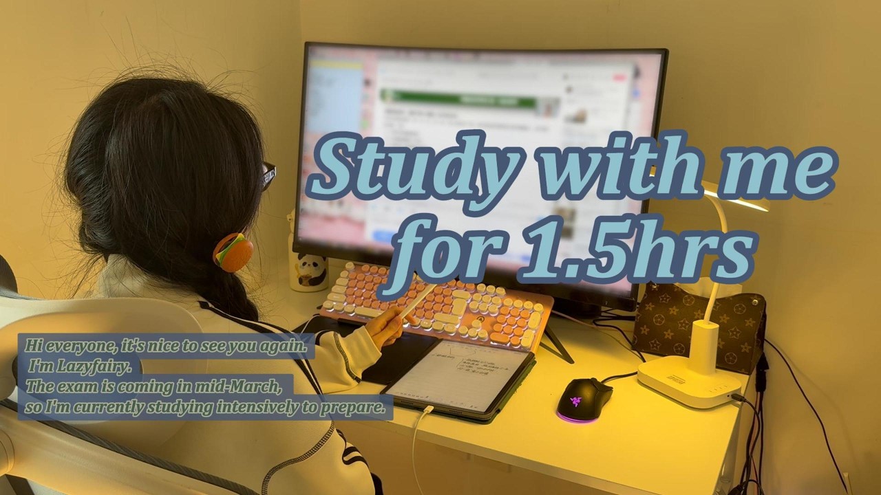 1.5HR STUDY WITH ME Cozy winter day 🎧 Peaceful music break⏱️  #study #studywithme #exam