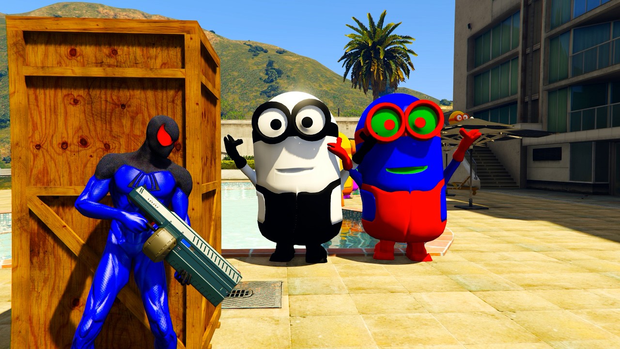 GTA 5 Funny Ragdoll Spiderman vs Blue Minion Epic Episode #55