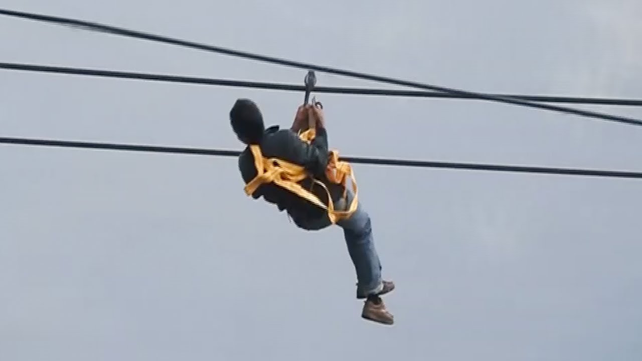 Commuting by zip line in rural SW China