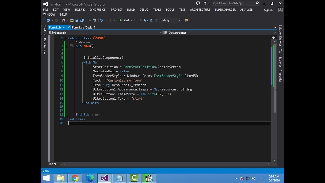 How to Customize form using  Resources and other properties in Vb.net