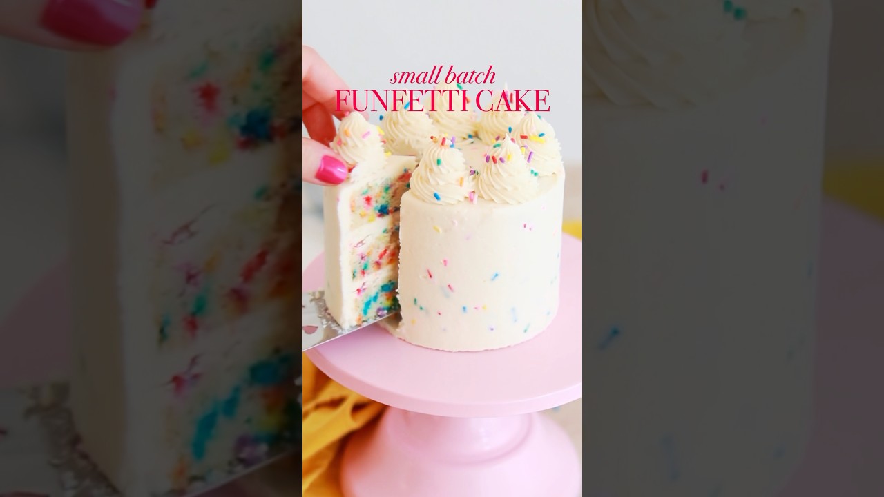 This small batch funfetti cake is the perfect size for 2-4 people 🥳 recipe at sugarandsparrow.com