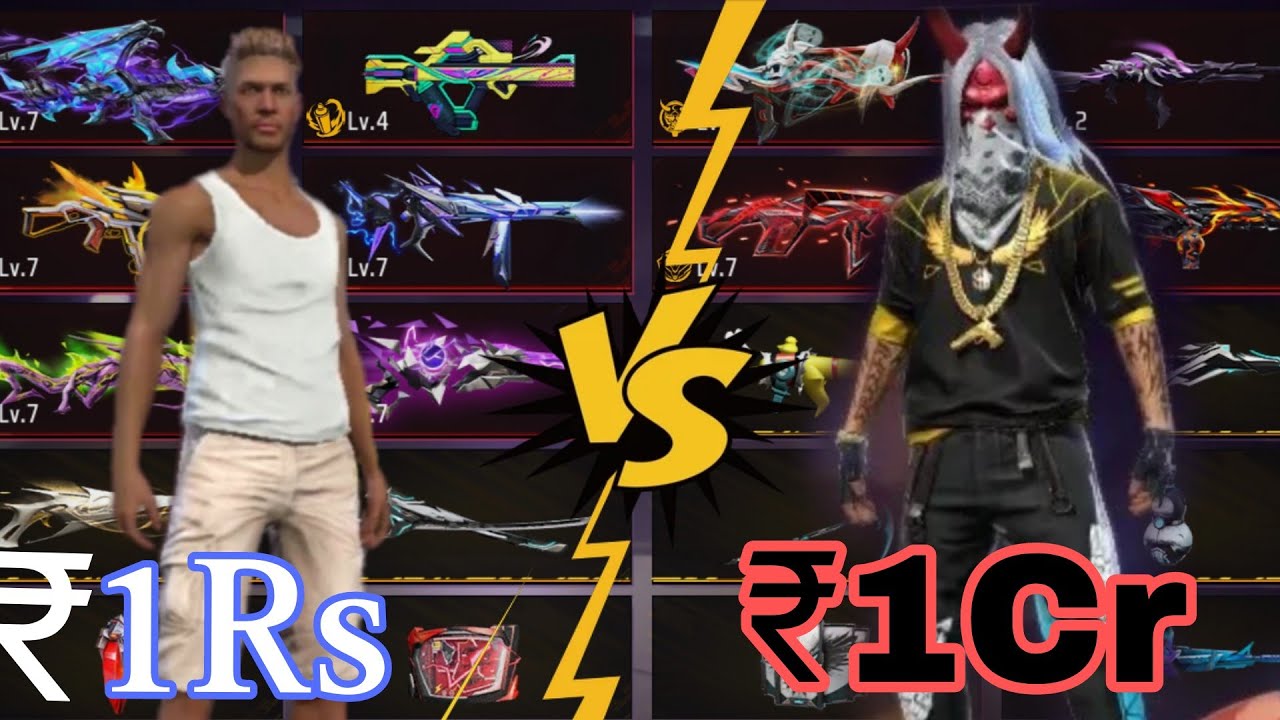 1 Rs I'd Vs 1 Crore I'd Free Fire Collection ll GARENA Free Fire