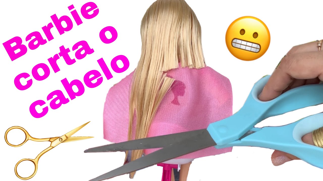 DIY! BARBIE CORTANDO E PINTANDO O CABELO! TRANSFORMAÇÃO PARA VIAJAR! Hairstyle, haircut, makeup!