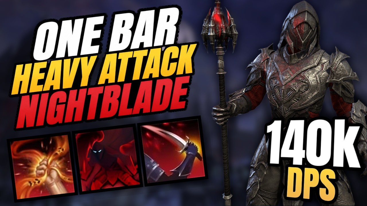 The Easiest 140k DPS Build in ESO - One Bar Heavy Attack Nightblade