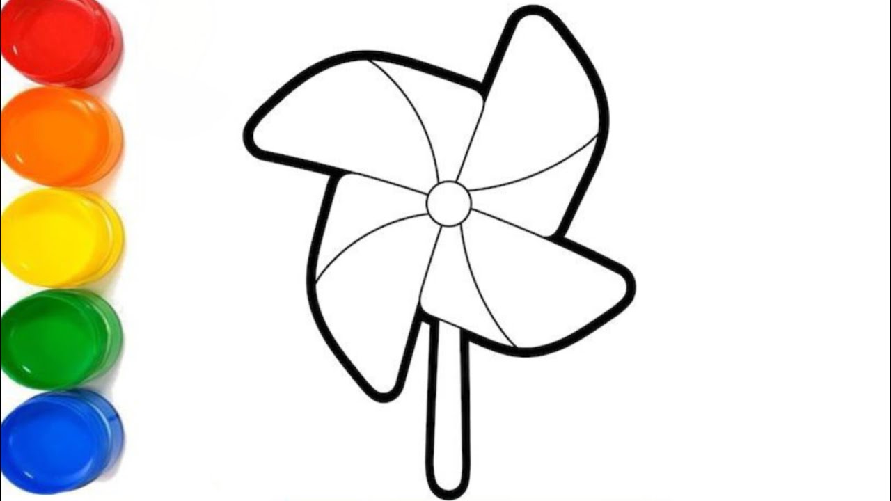 How To Draw Pinwheel ? Easy Pinwheel Drawing || Cute Pinwheel Drawing For Kids 