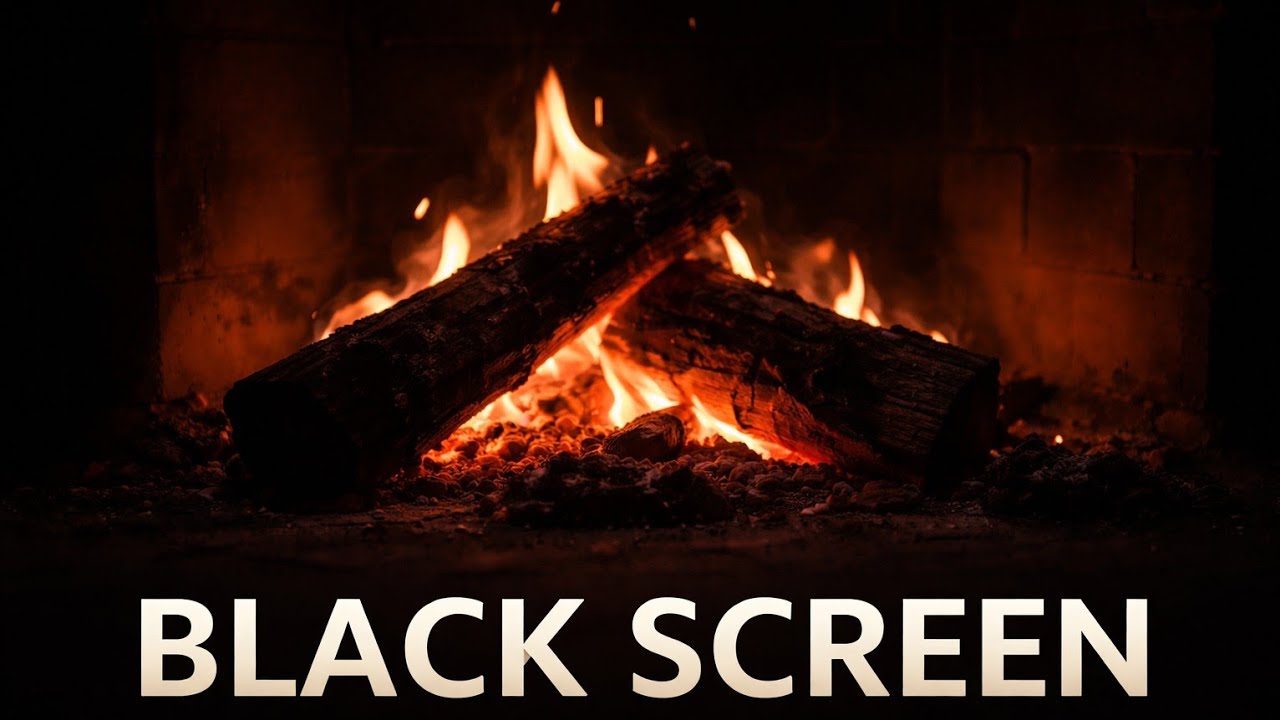 Cosy Crackling Fireplace 🔥 Black Screen Fire Sounds for Sleep (10 Hours)