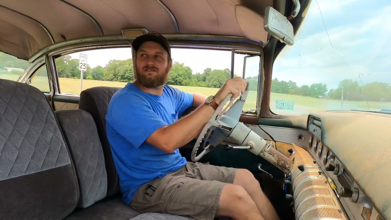 Abandoned 1955 Buick Roadmaster first road trip to town... OVERHEATING! Coolest car on the road!