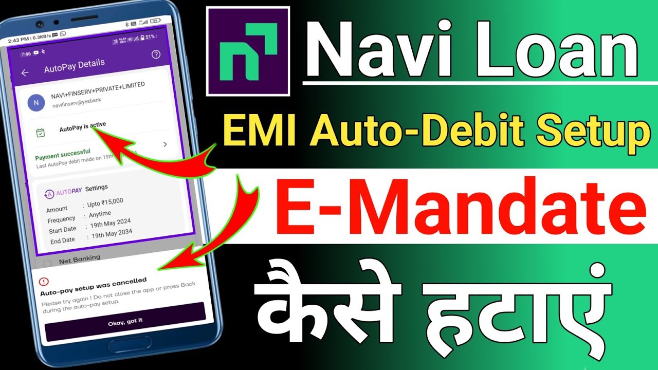 Navi auto debit setup failed | Navi auto setup debit- Navi personal loan auto debit Close kare #navi