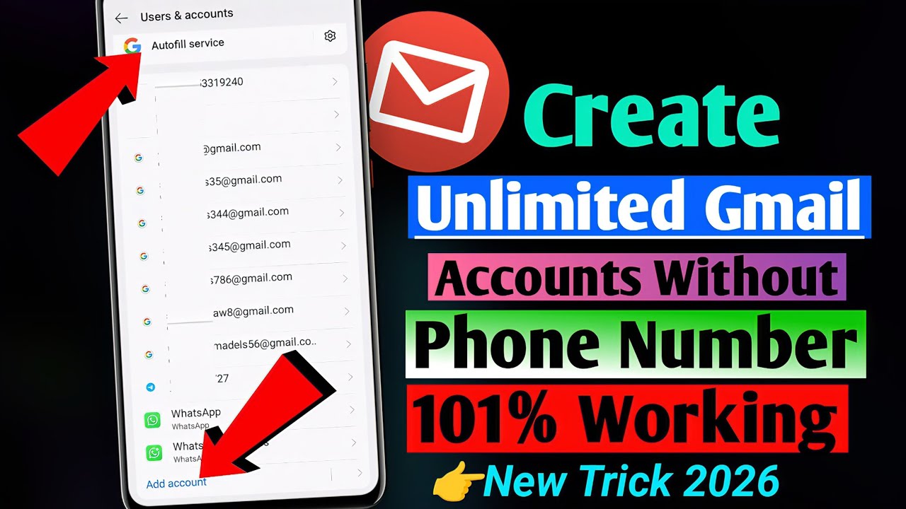 Create Unlimited Gmail Accounts Without Phone Number | Unlimited Gmail Account Create Method 2026