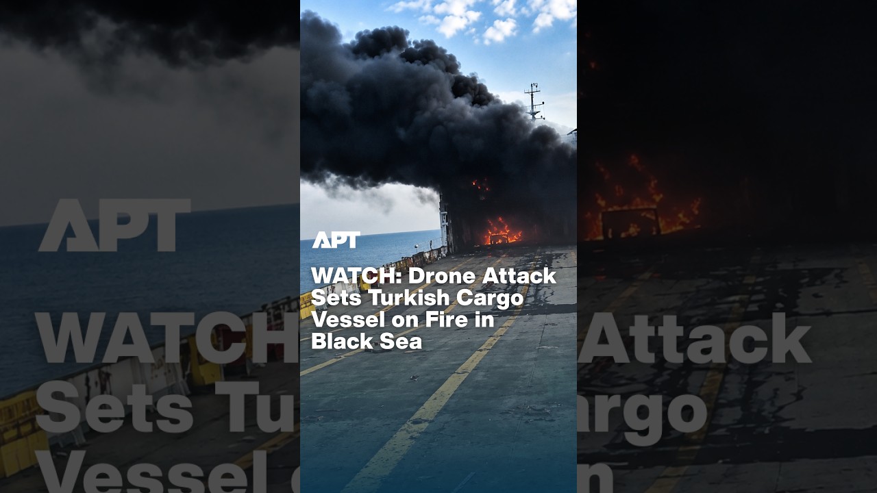WATCH: Black Sea Drone Attack Engulfs Turkish Cargo Ship in Flames, Crew Injured | APT