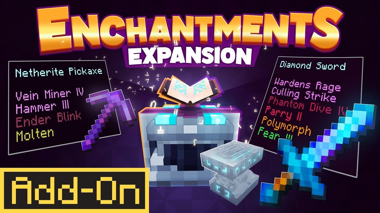 ENCHANTMENT EXPANSION ADDON: 40 NEUE Survival Enhanced Epic Enchantments f&uuml;r Minecraft Bedrock