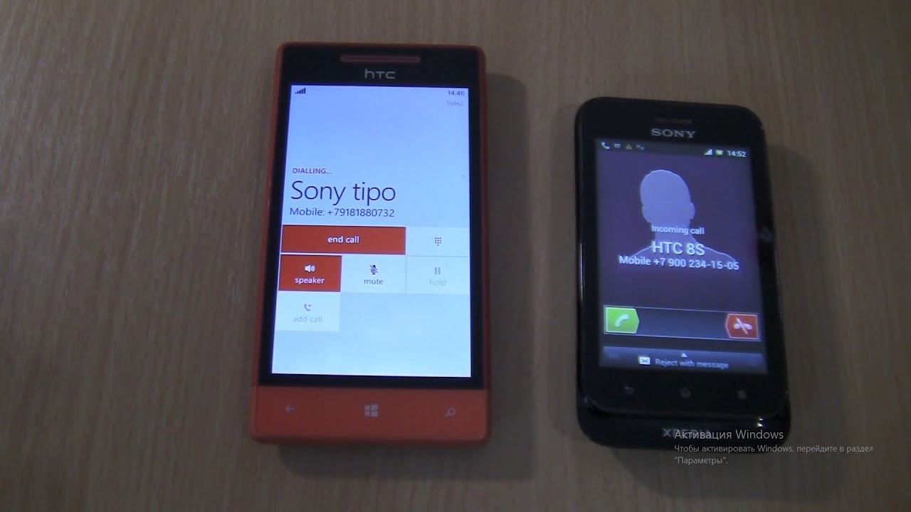 Incoming call & Outgoing call at the Same Time HTC 8S +Sony Xperia tipo